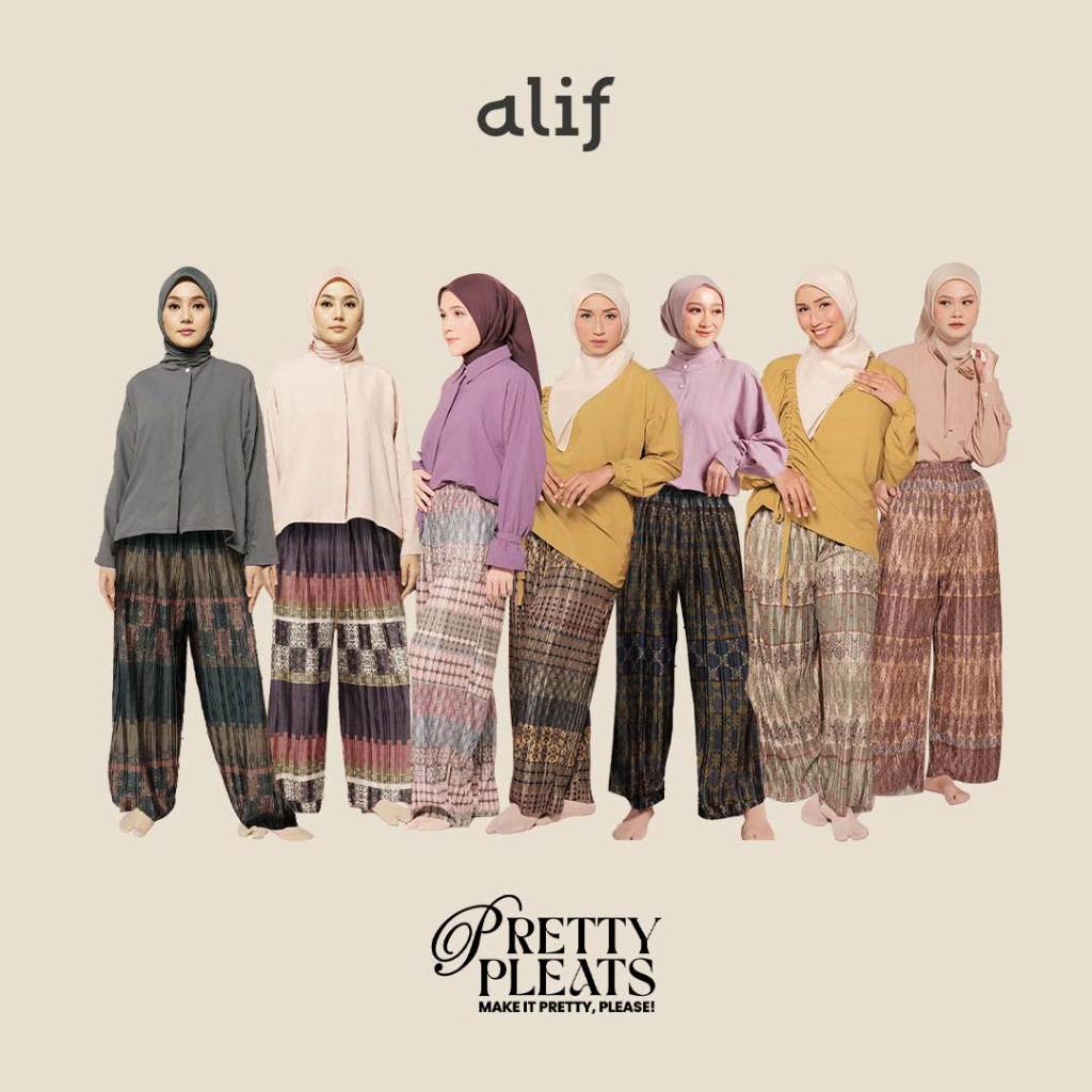 Alif Modern Wear - Pretty Pleats Celana Kulot Pleats Plisket Motif - Moroccan Tiles Collection