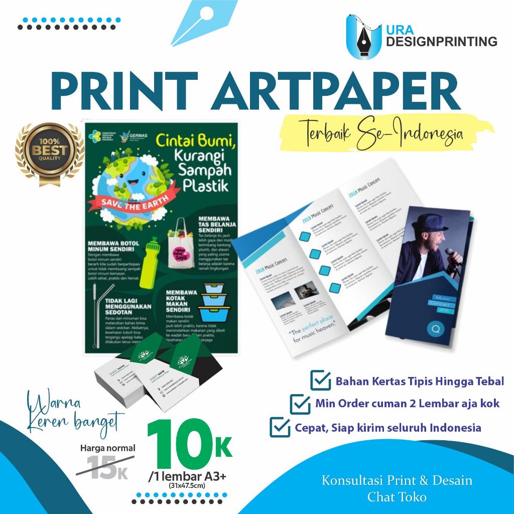 

PRINT ARTPAPER 150G, 210G, 260G (Keperluan poster, brosur, kartunama, dll) Kualitas terjamin 100% tinta awet