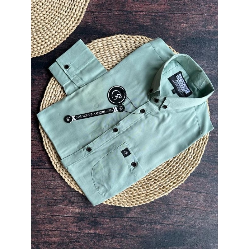 Kemeja Hem Pria polos warna Biru Langit lengan panjang