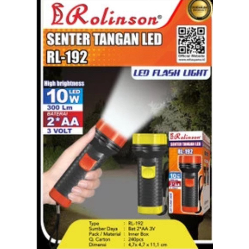 Senter Tangan Rolinson RL-192 Pakai Baterai AA ( Baterai tidak termasuk)