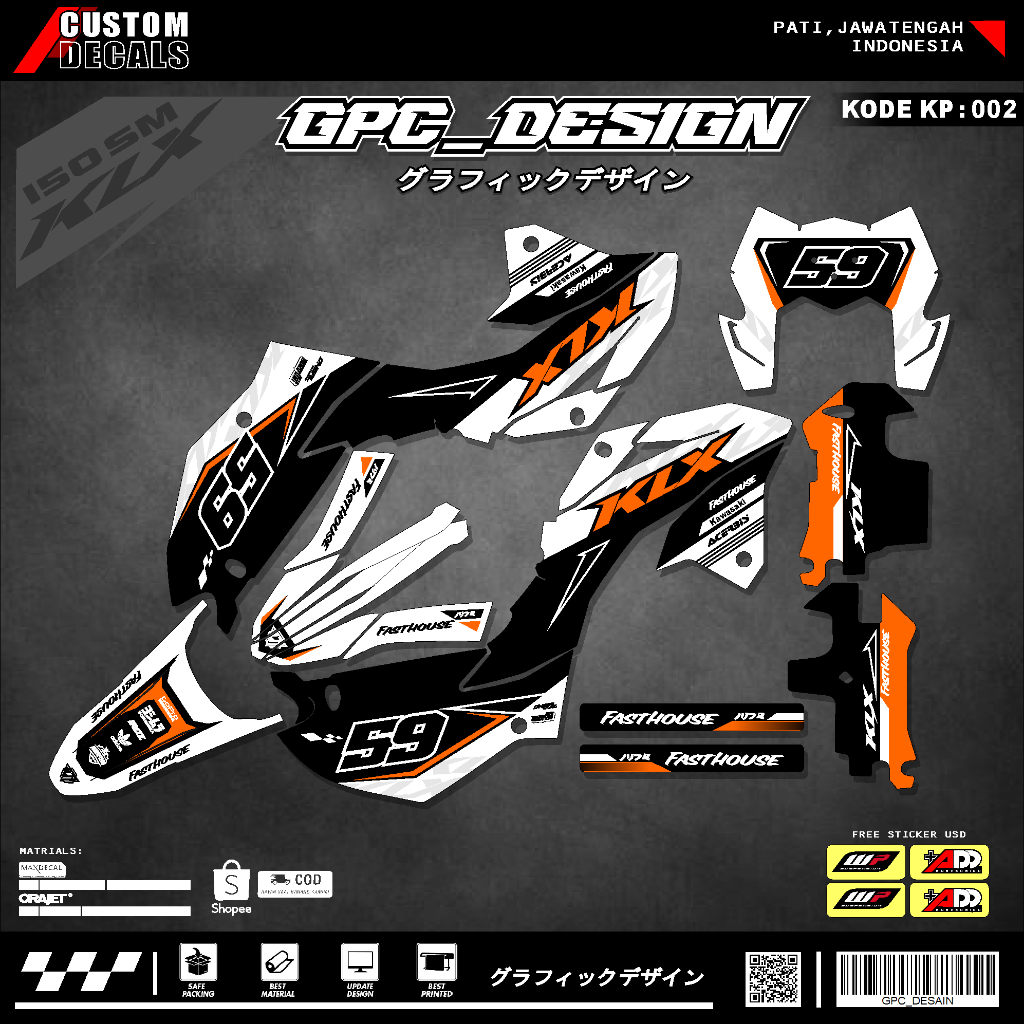 Stiker Decal KLX 150 SM Full Body Terbaru 2023 - 2024 DECAL KLX 150 SM HITAM /DECAL KLX 150 NEW / DE