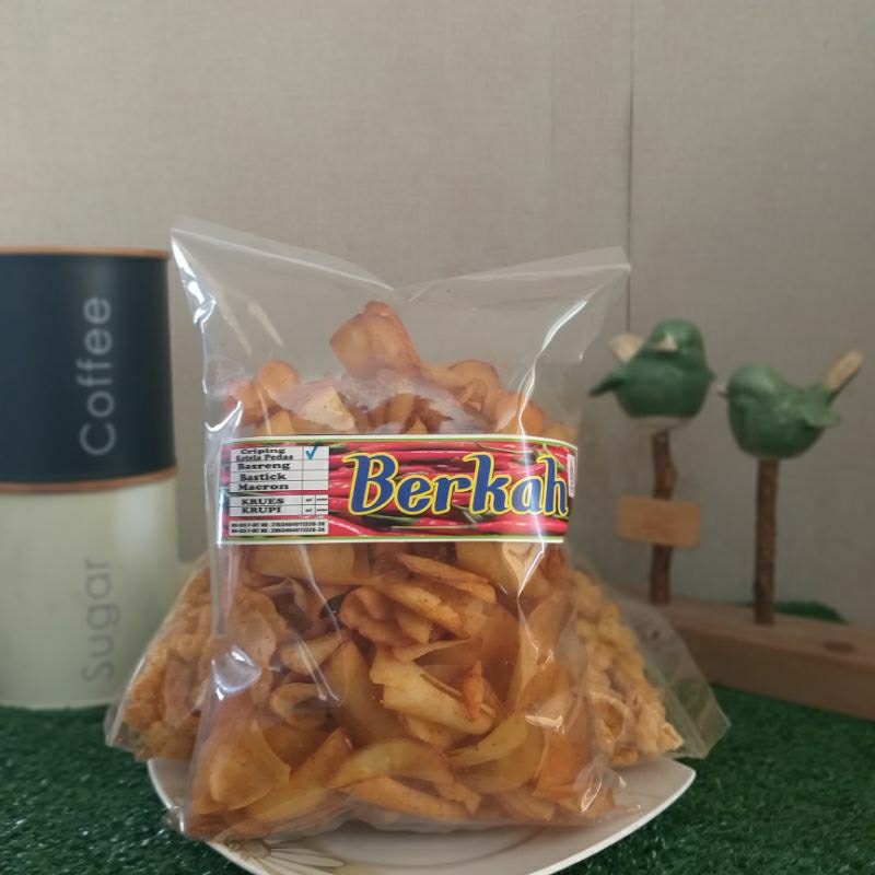 

BERKAH Snack/Makanan Ringan dan Cemilan Pedas Kripset/Keripik Setan Kemasan 200 Gram