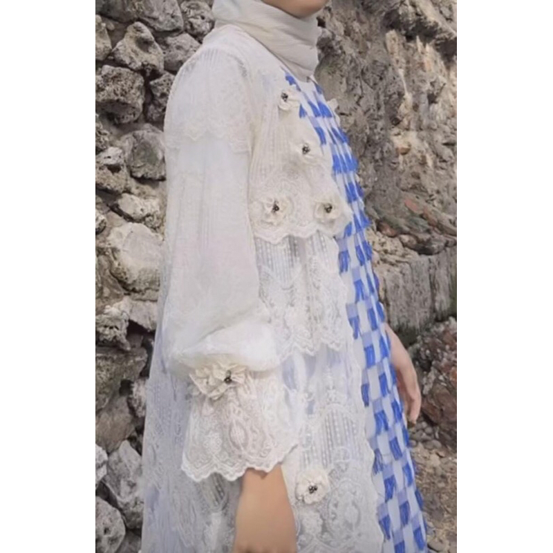 New Gamis Outer renda Kotak” biru