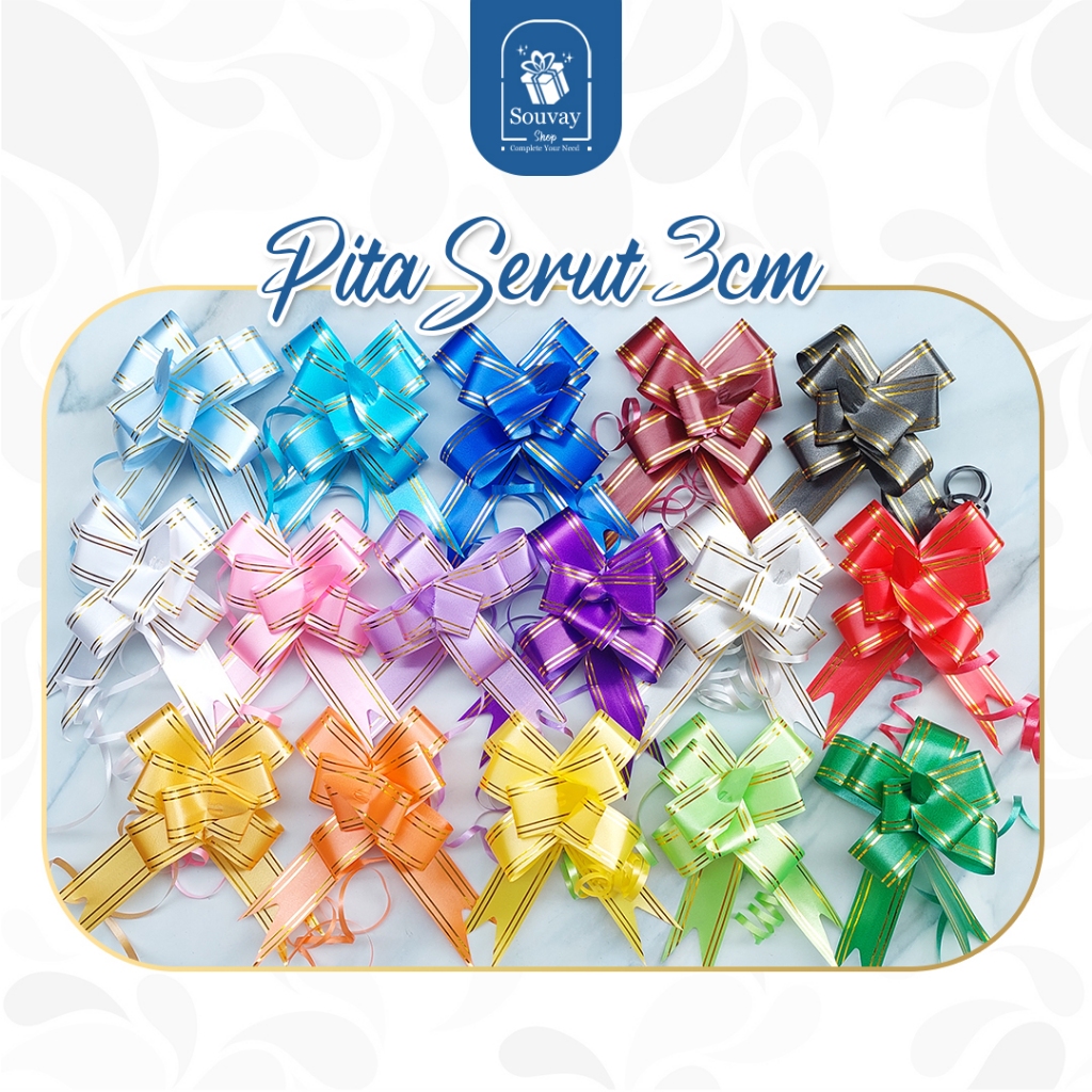 

1PCS - Pita Serut 3CM - Pita Tarik 32mm Lis Emas Serut Besar Hiasan Parcel Souvenir Flower Ribbon 30 32 mm Gold Stripes Pita Kado Souvenir Pita Hampers