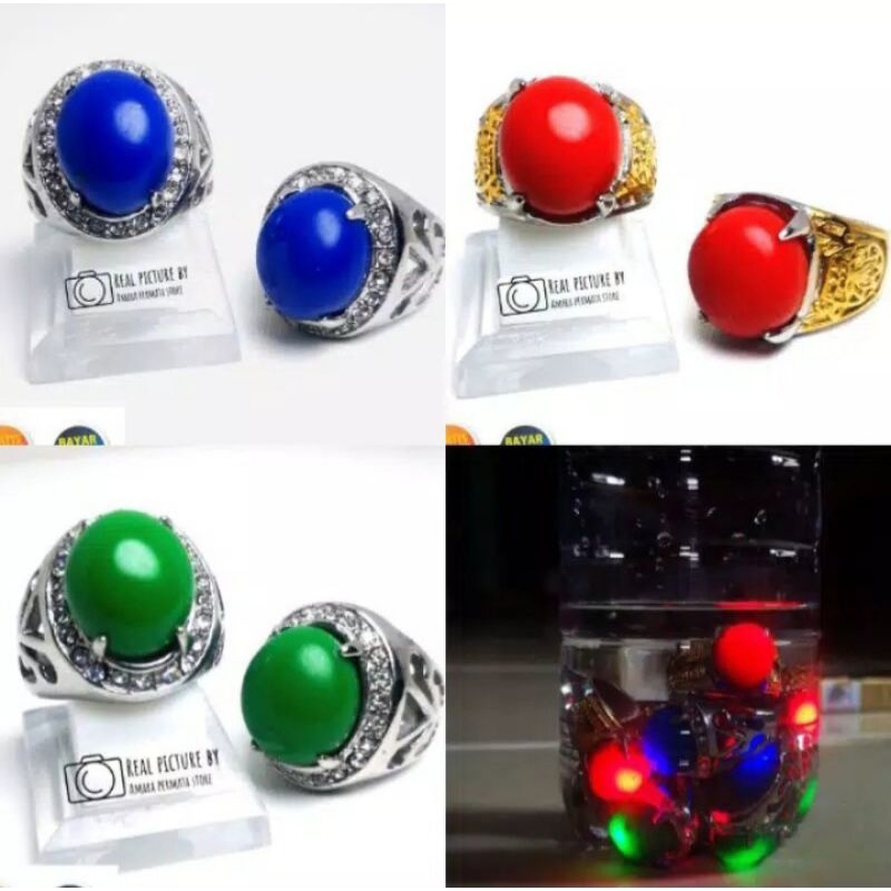 Cod Batu Cincin Merah Delima Menyala Dalam Air Merah Biru Hijau