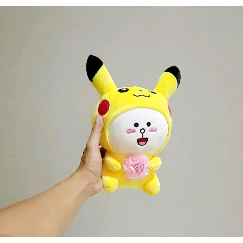 Boneka Kelinci Costum Pikachu Kuning Bahan Miniso Lembut Size 25 Cm