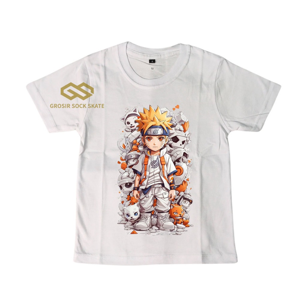KAOS BAND ANAK/ KAOS CARTOON NARUTO PUTIH