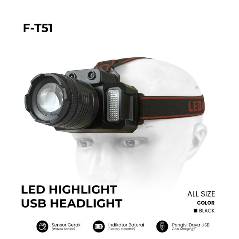 Lampu Senter Kepala / Lampu Senter Kepala USB