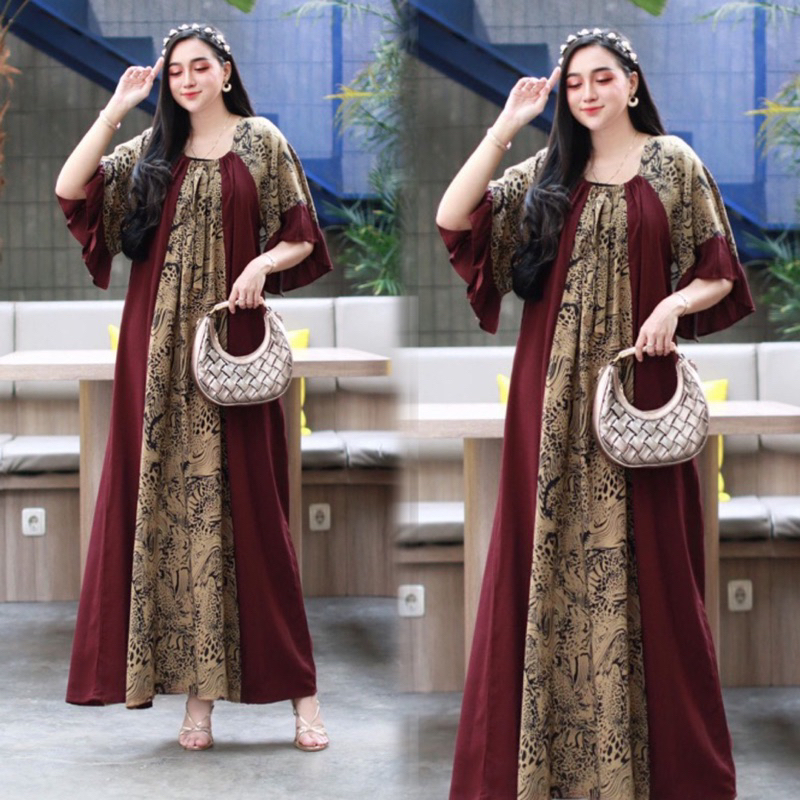 DASTER LALISA COMBI FUJI LEOPARD DRESS RAYON TEBAL LD 120