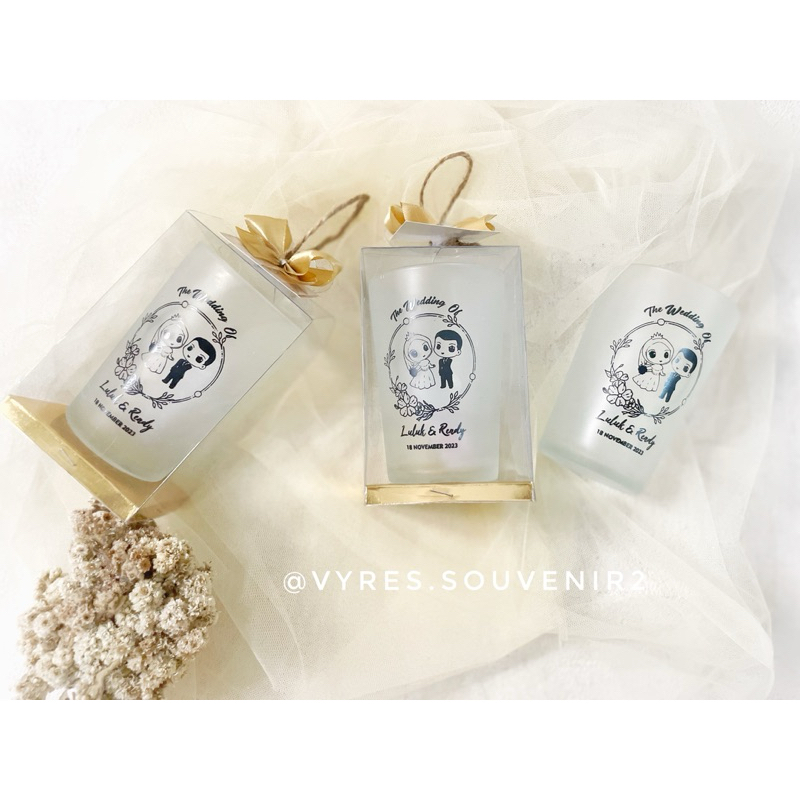 Souvenir pernikahan gelas sablon