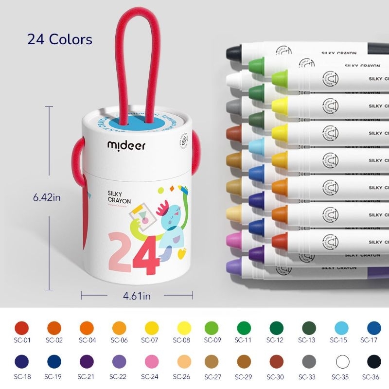 

new mideer silky crayon bucket washable non toxic for kida aman untuk anak