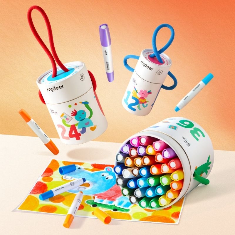 

New silky crayon bucket washable non toxic crayon warna anak aman