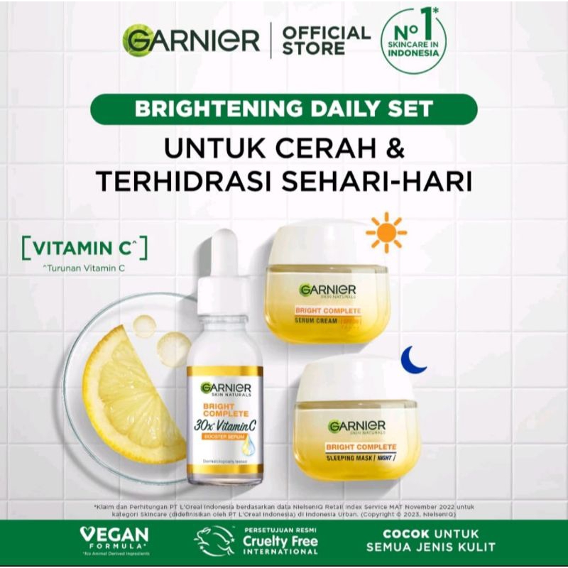 Paket Skincare Garnier Bright Complete Vitamin C Daily Set Untuk Mencerahkan Wajah