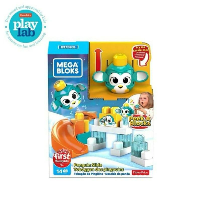 Mega Bloks Peek a Block (Penguin Slide) - Mainan Balok Susun Edukasi Anak Balita