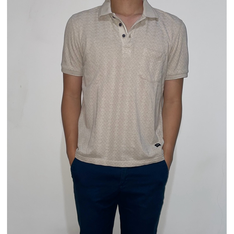 Arnett Polo Shirt Pria Warna Beige