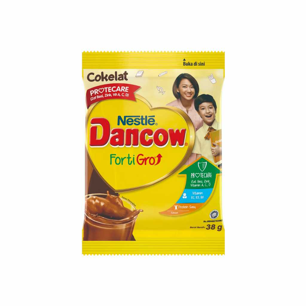 

Susu Dancow FortiGro Coklat Saset 38gr Renteng 1 Renceng 10 Sachet | Maiera Store