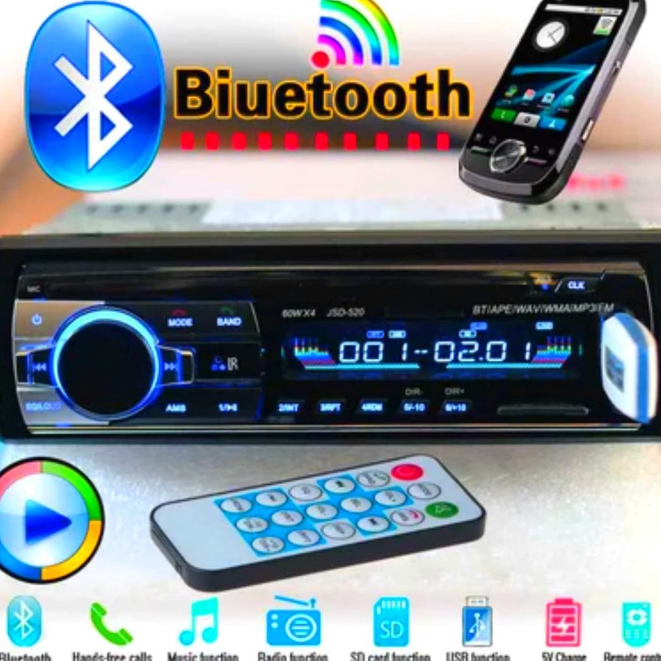 GROSIR Bisa COD Tape Audio Radio Mobil Multifungsi Bluetooth USB MP3 FM Radio JSD52Single Din JSD52 