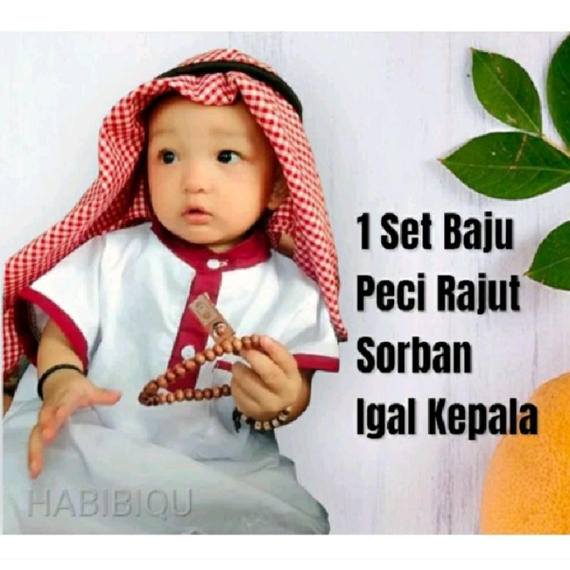 paket aqiqah,Baju koko bayi jubah  Turki ,set jubah aqiqah bayi sorban