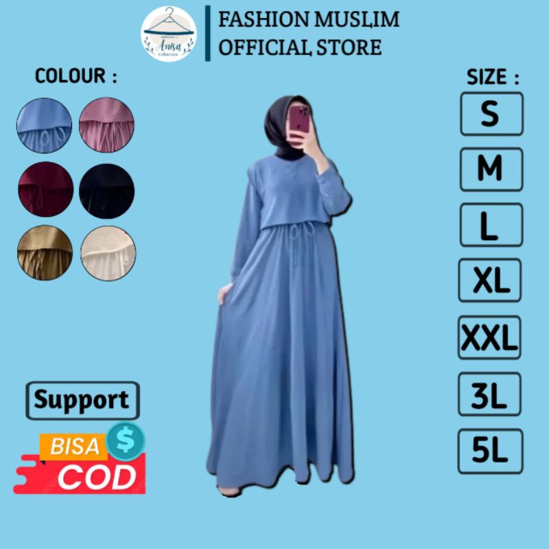 Anjani Gamis Polos Mix Rompi Wanita Terbaru Gamis Kondangan Dress Jumbo Ld 92 98 104 110 120 130 140