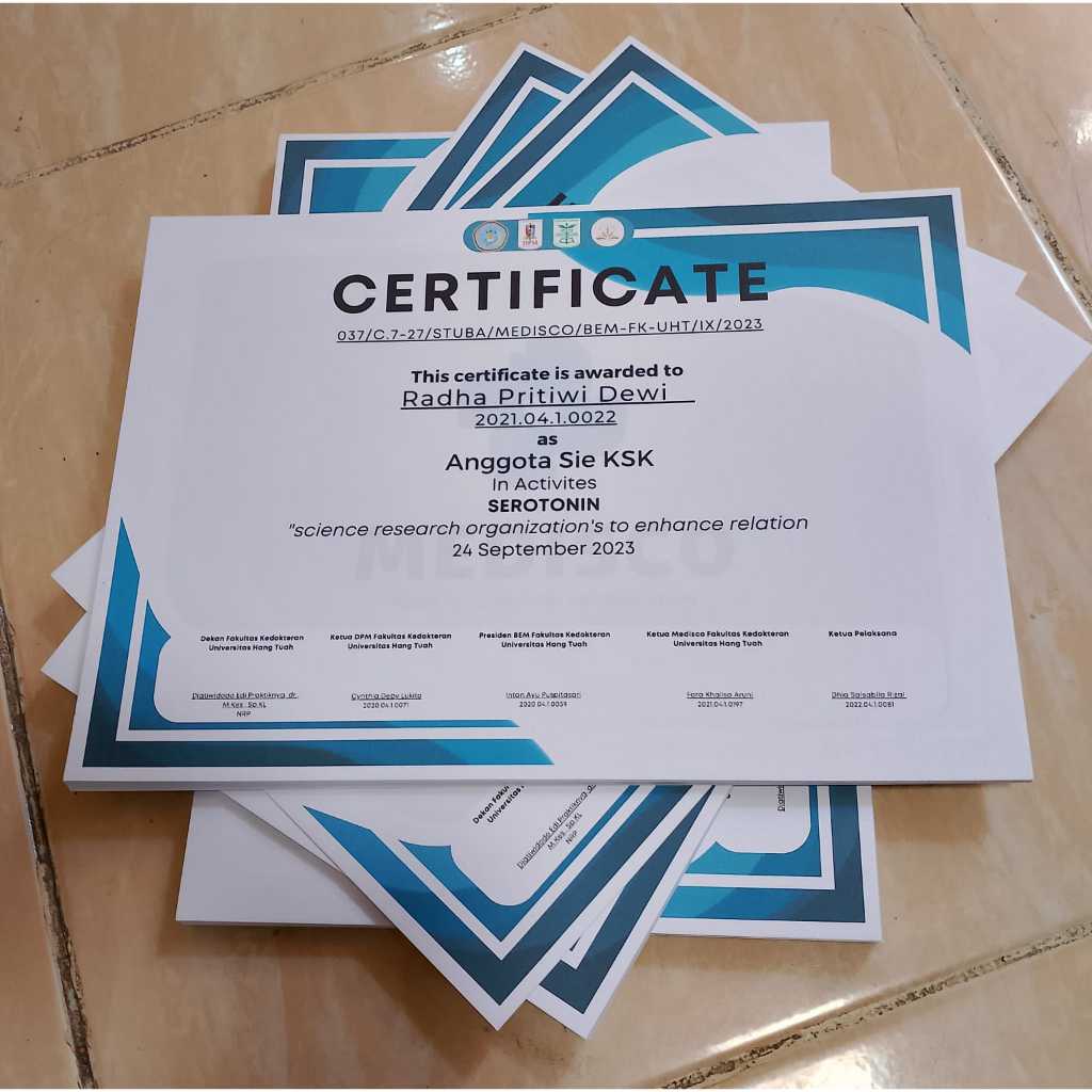 PRINT SERTIFIKAT bahan concord/ sertifikat A4 / sertifikat A5 / kertas sertifikat / kertas concord /