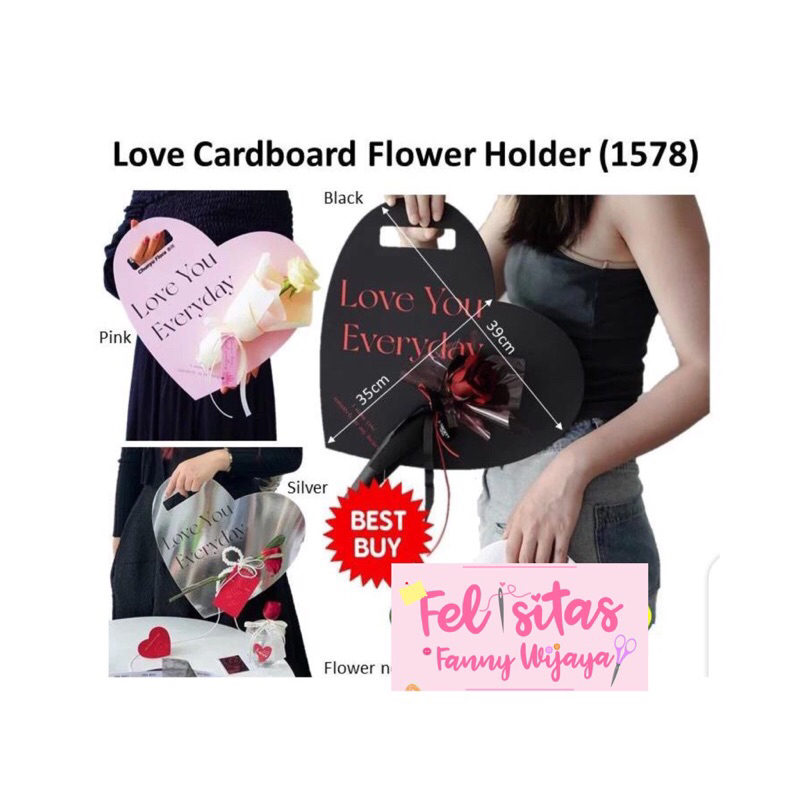 

Love cardboard flower holder flower buket paper untuk Kemasan Satu Buket Hiasi Hari Valentine 1578 - ATB