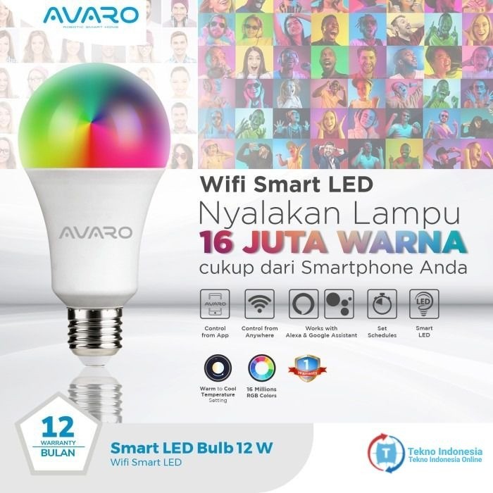 AVARO Lampu Smart LED 12W WiFi Smart Bulb RGB + WW 12 Watt Light Lampu Avaro