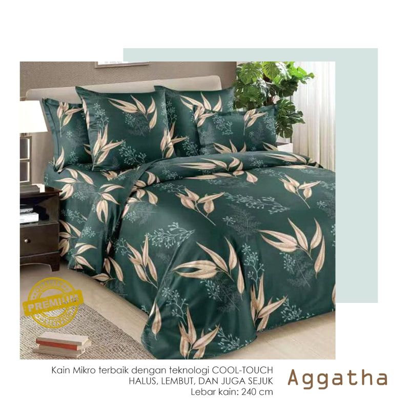 Sprei Katun Motif Daun Hijau