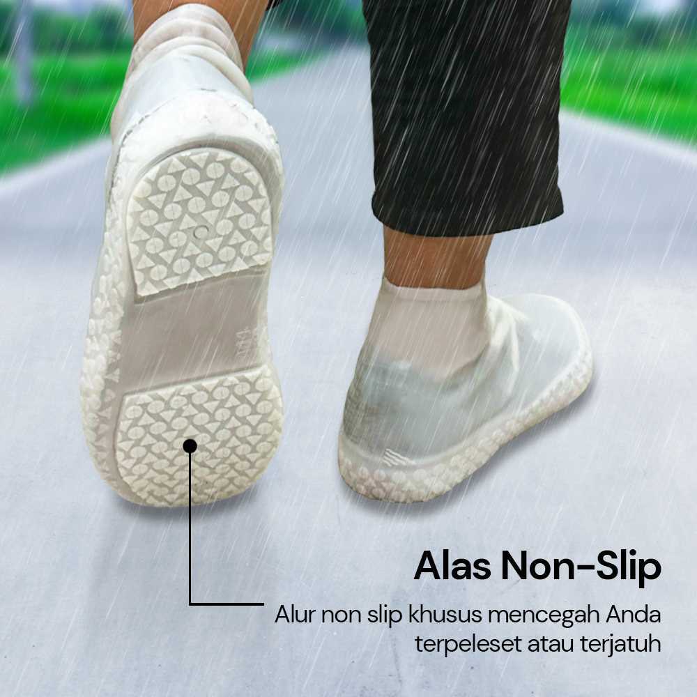 Rain Cover Sepatu Anti Air Anti Slip Shoes Cover Silicone Non Slip Size 34 - 44