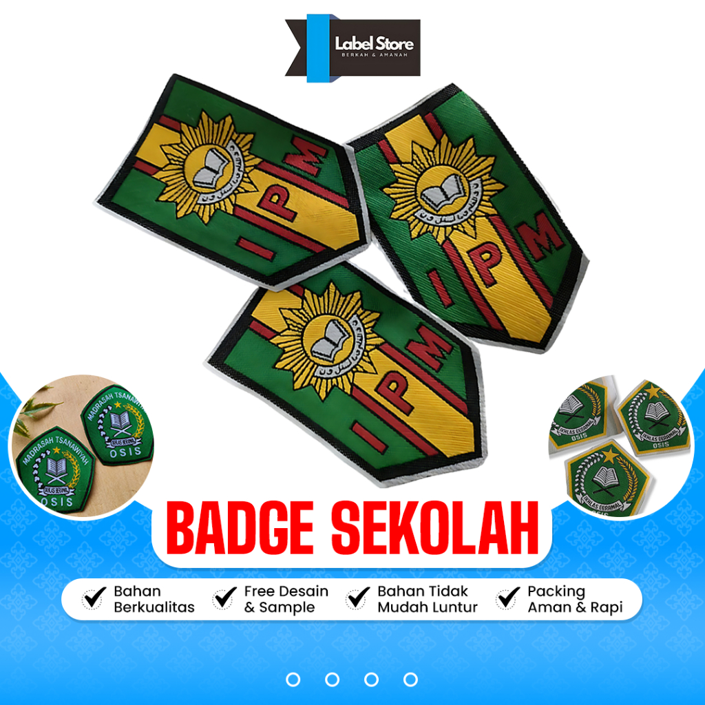 (HARGA PAKETAN) Badge Seragam Sekolah Custom bahan WOVEN (Bordir Halus) Bad Osis Pramuka Emblem Perl