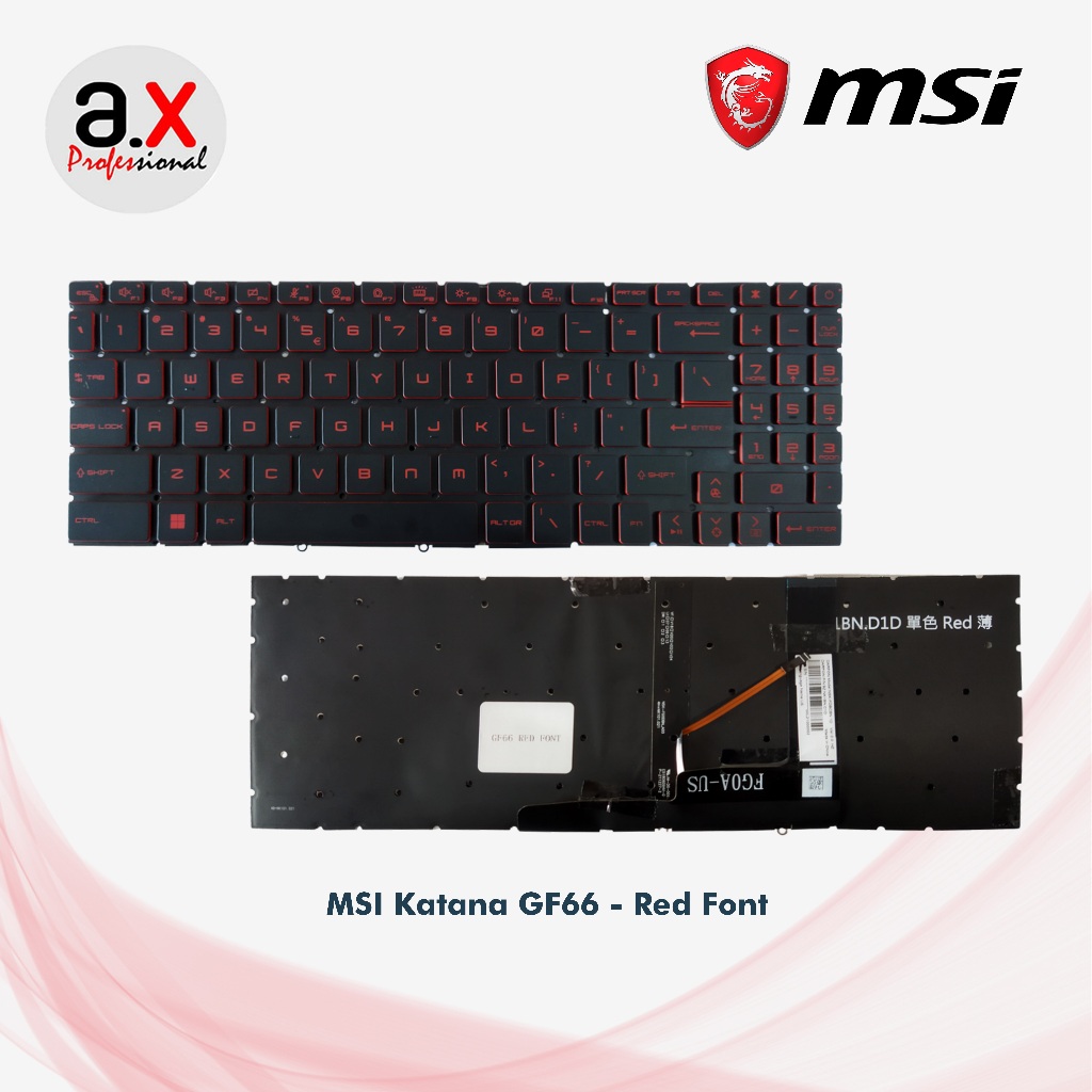 Keyboard MSI Katana GF66 Red Font - Backlight
