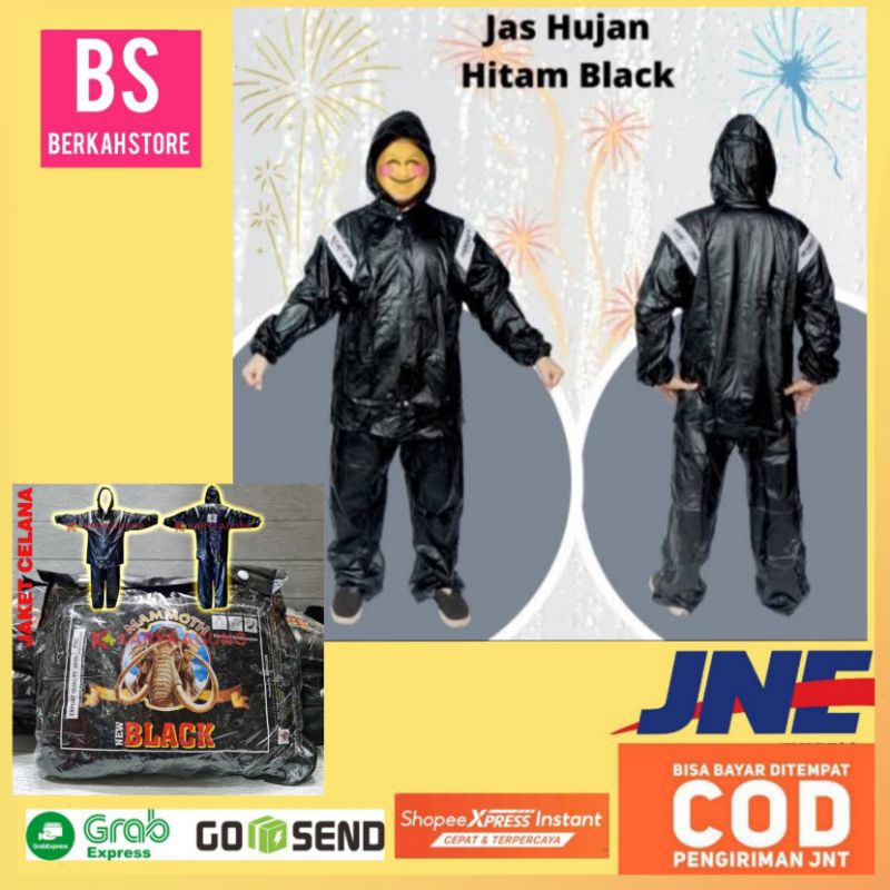 MANTEL PRIA | JAS HUJAN LAKI-LAKI| JAS HUJAN CELANA MAMMOTH BLACK | MANTEL JAKET CELANA