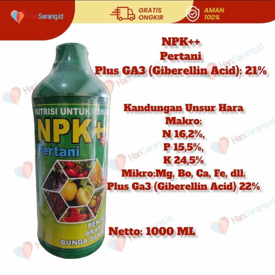 Pupuk NPK Pertani Cair Plus zpt GA3 21%1liter
