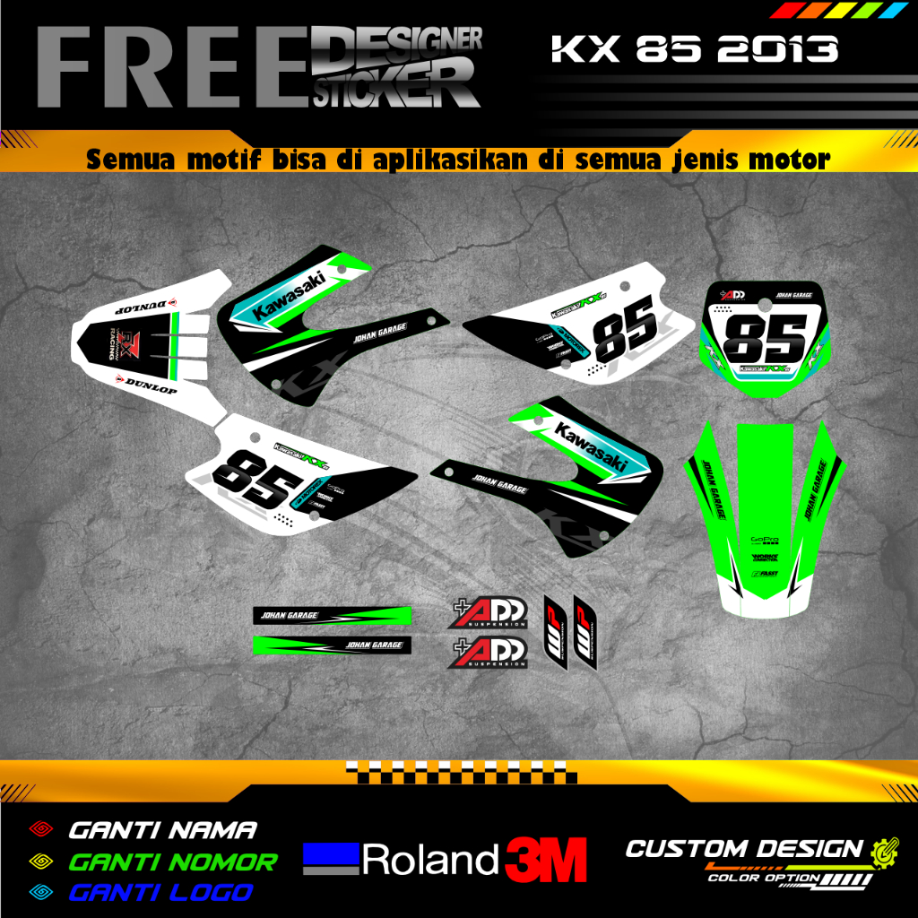 DECAL STIKER KX 85 TAHUN 2013 FREE REQUES CUSTOME