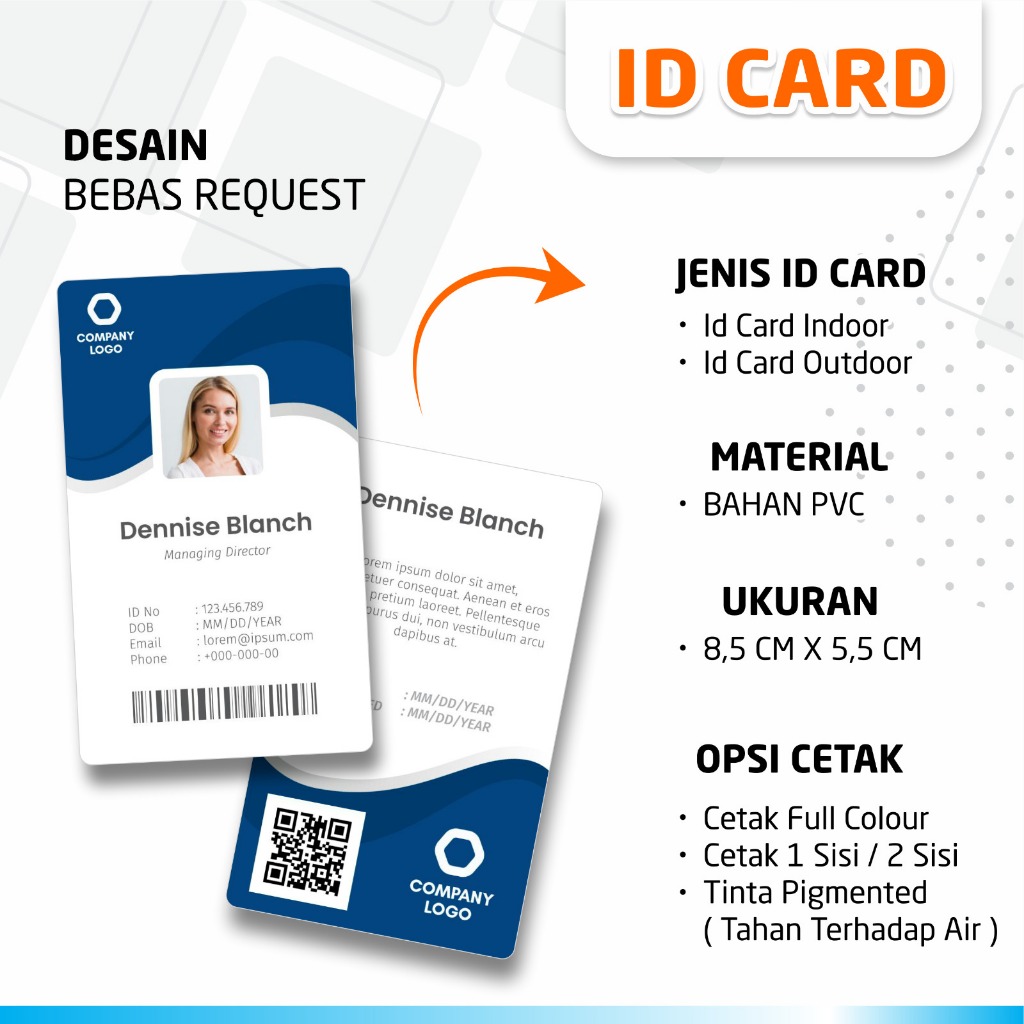 

CUSTOM ID CARD / CETAK ID CARD PVC CUSTOM INDOOR / CETAK ID CARD 2 SISI