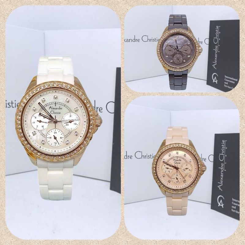 Jam Tangan Wanita Alexandre Christie 2B16 AC2B16 AC 2B16 Tali Keramik / Tali Ceramic