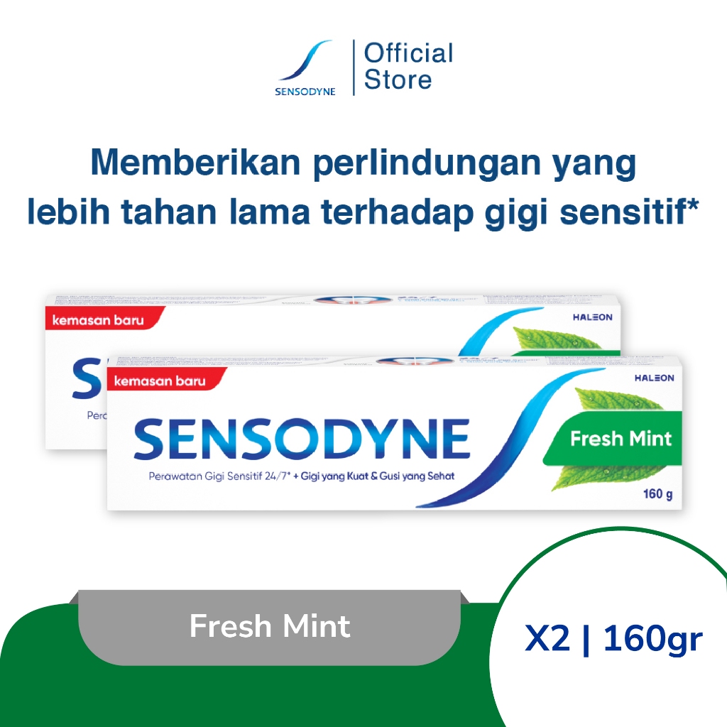 Sensodyne Toothpaste Pasta Gigi Sensitif Nafas Segar Fresh Mint 2x160gr [TWINPACK]