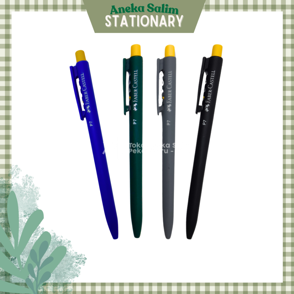 

Anekasalim - Pulpen Ballpoint Pen Faber Castell P7 Black / Grey / Royal Blue / Hunter Green (Black Ink)
