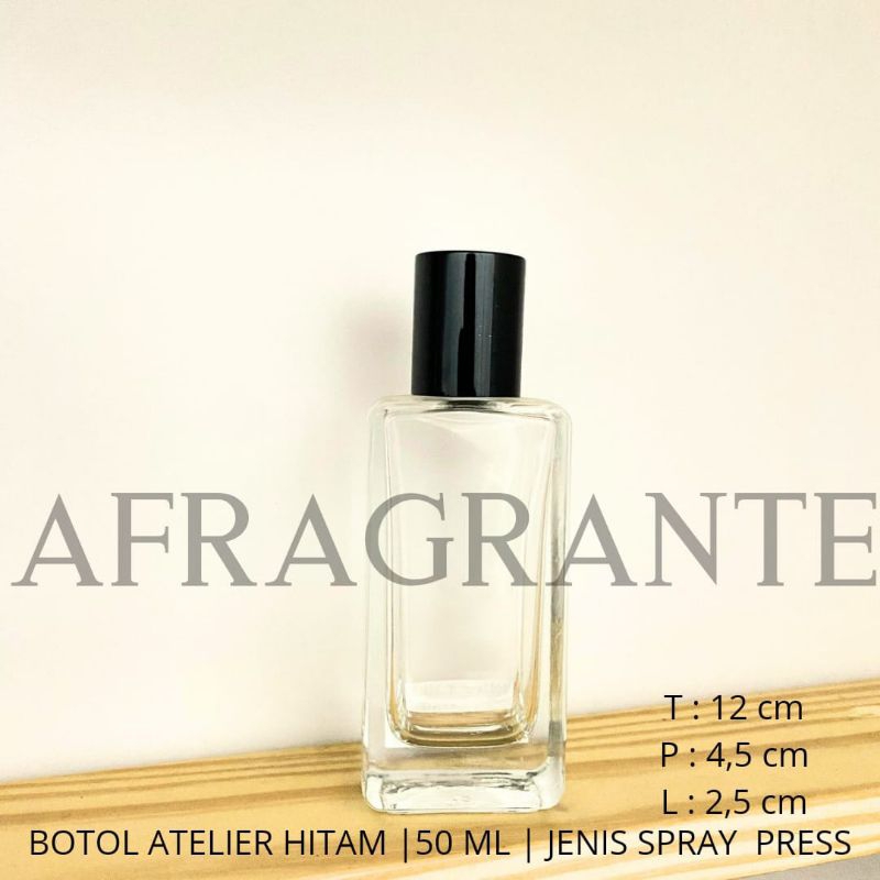 botol parfum ateli*r 50 ml hitam press alat- botol parfum luxury - botol parfum 50 ml- botol parfum 