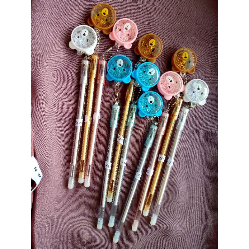 

pulpen gel gantungan bear gliter/pena gel karakter
