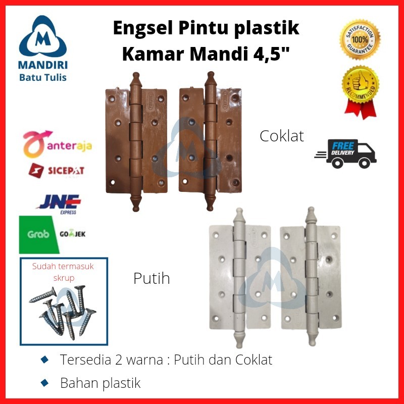 TERMURAH Engsel Pintu Kamar Mandi Plastik 4.5" - Engsel WC -Engsel PVC-Engsel Plastik