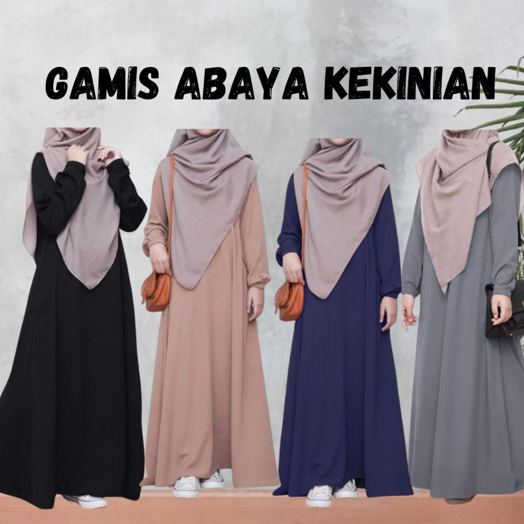 Gamis abaya busana muslim busui bahan adem banyak warna kekinian / abaya hitam / gamis hitam keren /