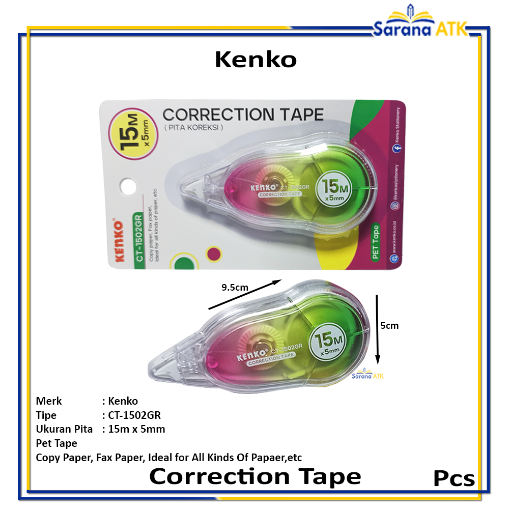 

Kenko - Correction Tape Pita Koreksi CT-1502GR - Pcs