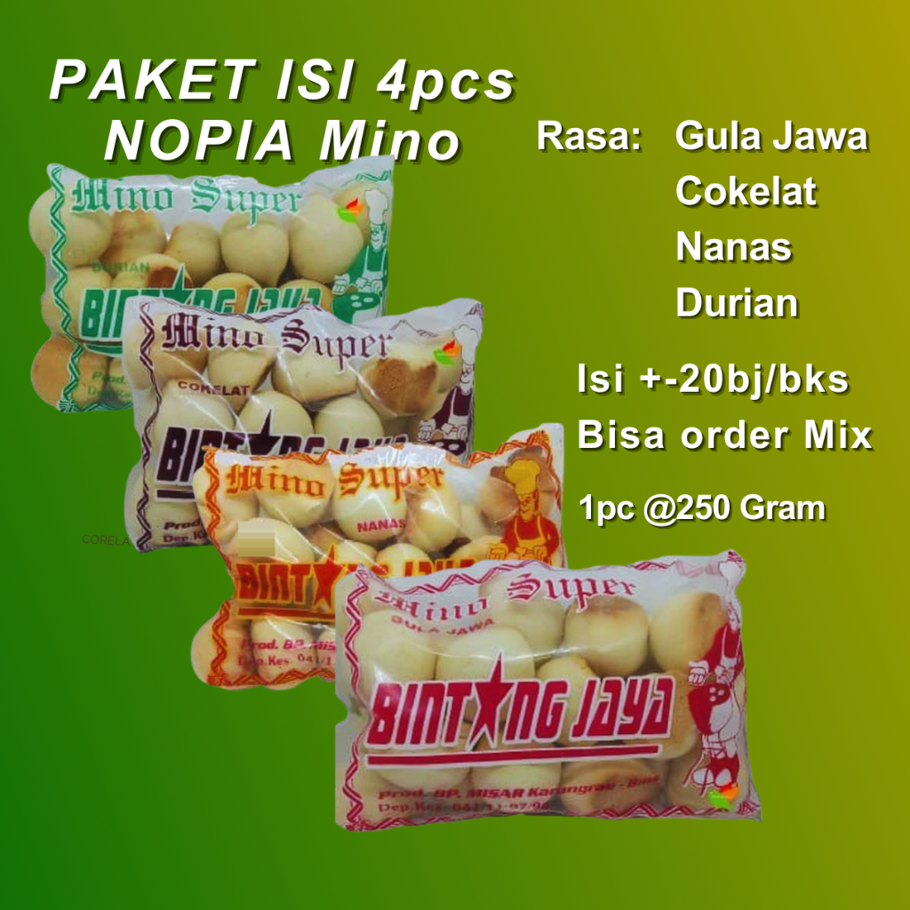 

Piscoklegit_ 4 Pcs Mino Nopia Mini Cemilan Sehat Makanan Khas Banyumas Bintang Jaya
