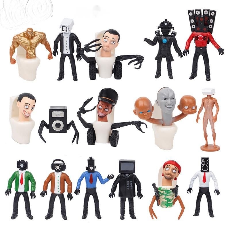 Mainan Figure Skibidi Toilet Siren Head Figure Pajangan Toper Cake SKIBIDI TOILET SET 16