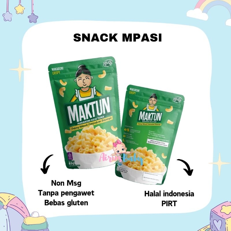 

MAKTUN MAKARONI KEJU TUNA 83GR SNACK MPASI BAYI CEMILAN SEHAT SNACK ANAK MAKARONI CRISPY KRUPUK KALSIUM ABIQU KERUPUK KALSIUM