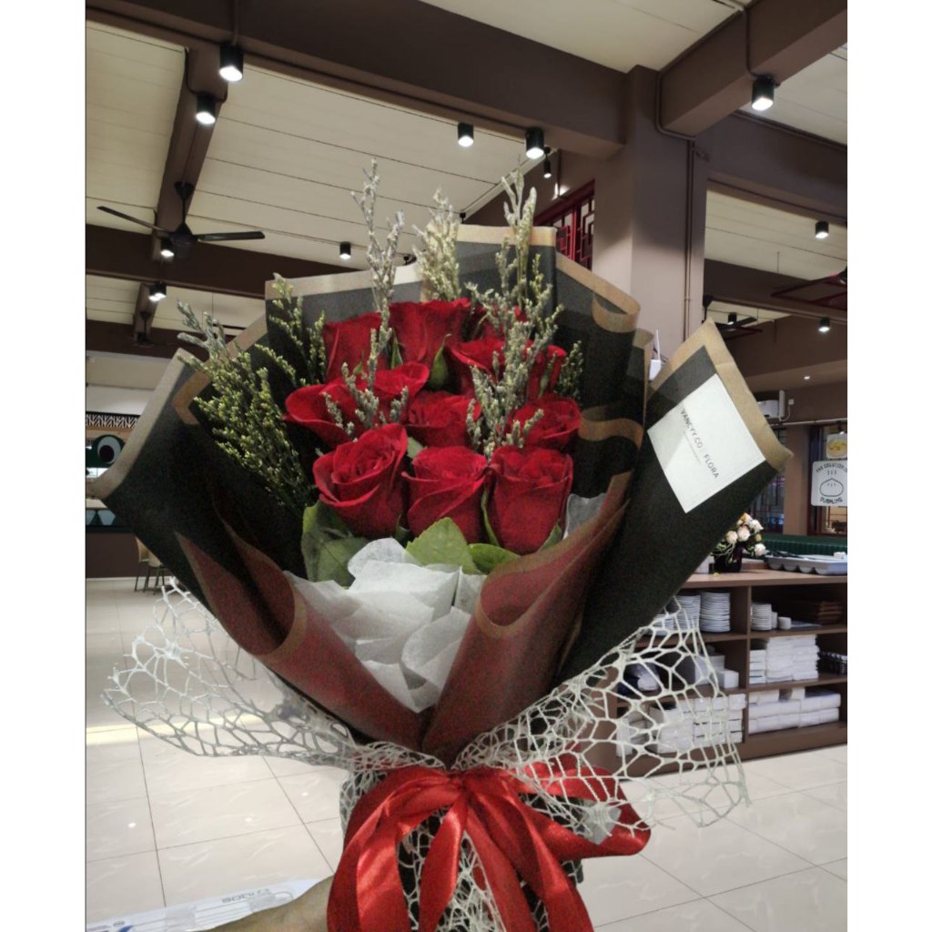 Buket Bunga Mawar Asli Fresh 10 Tangkai / Buket Bunga Vancyy Florist / Buket Bunga Mawar Ready Batam