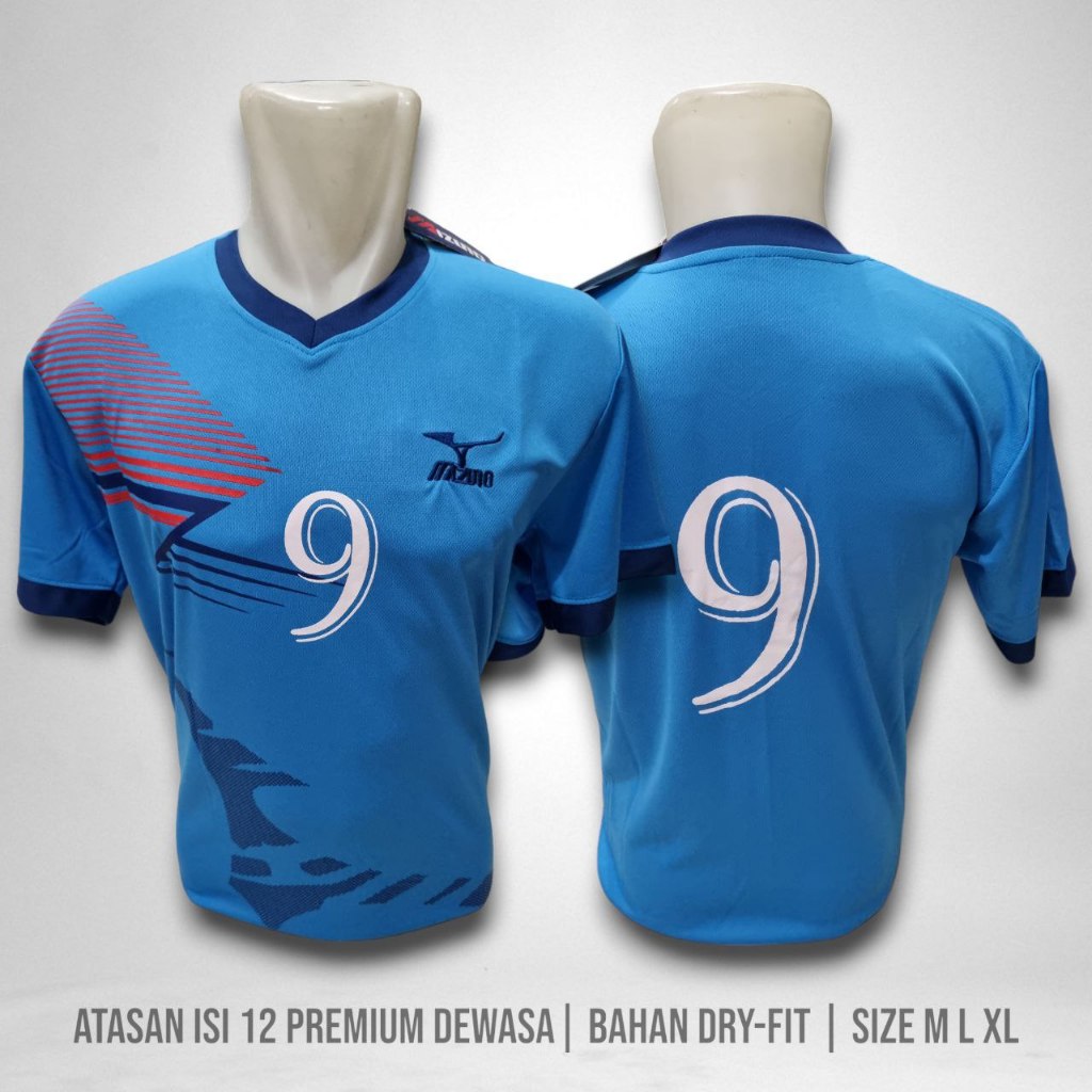Mizuno Baju Atasan Olahraga Tim Bola Voli Futsal Dewasa (1 Set 12 Pcs)