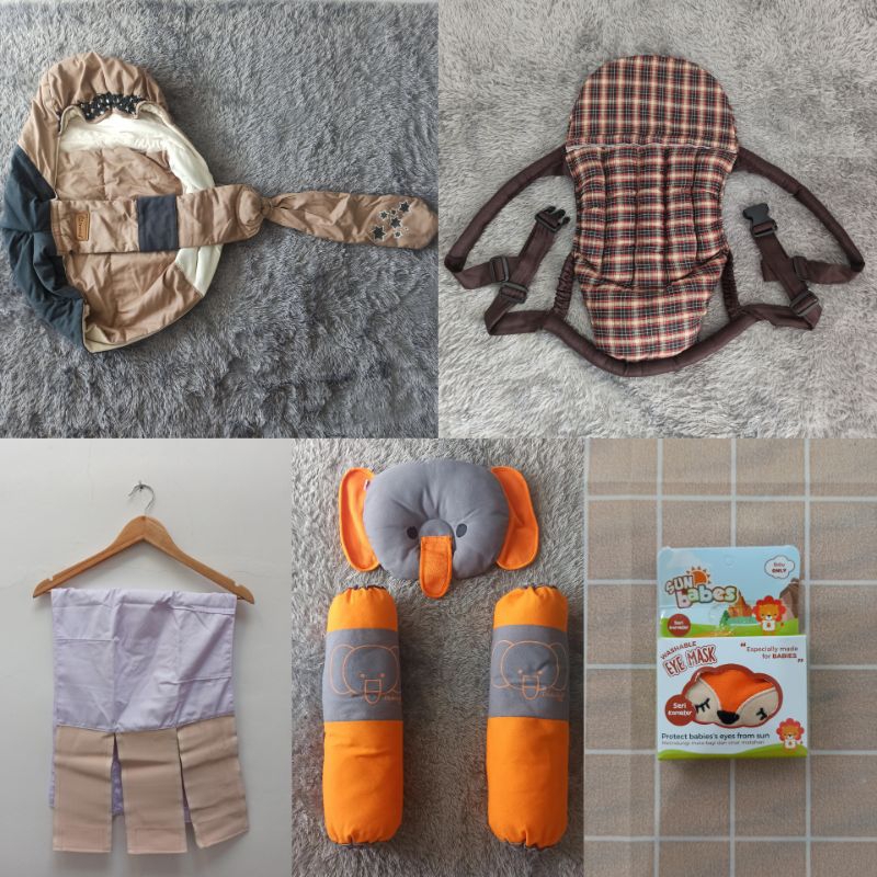 Preloved gendongan korset bantal guling bayi eye mask untuk jemur bayi