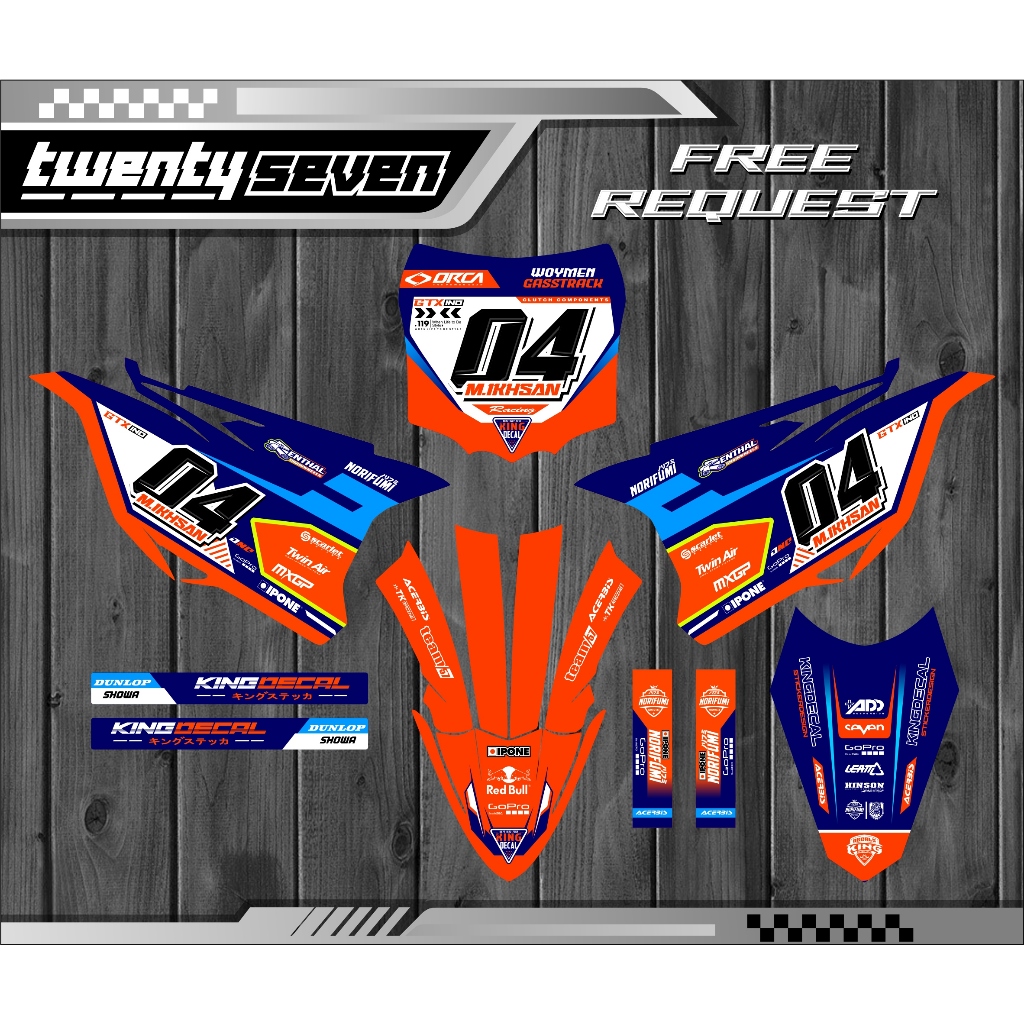 DECAL KX 85 BEBEK STANDAR STIKER KX 85 OREN