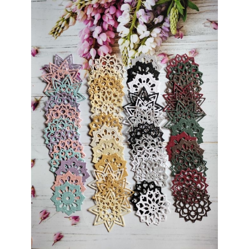 

12 pcs die cut diecut doilies bintang dan roda untuk journall journaling bujo bullet journal ephemera